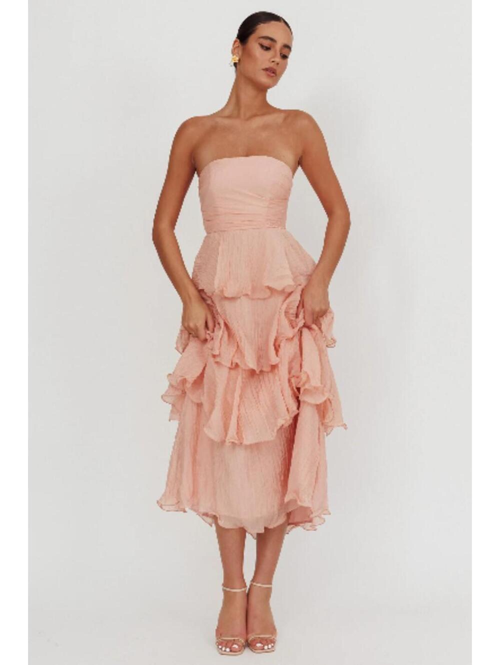 NWT Selfie Leslie Giavana Strapless Layered Midi - Women’s 14